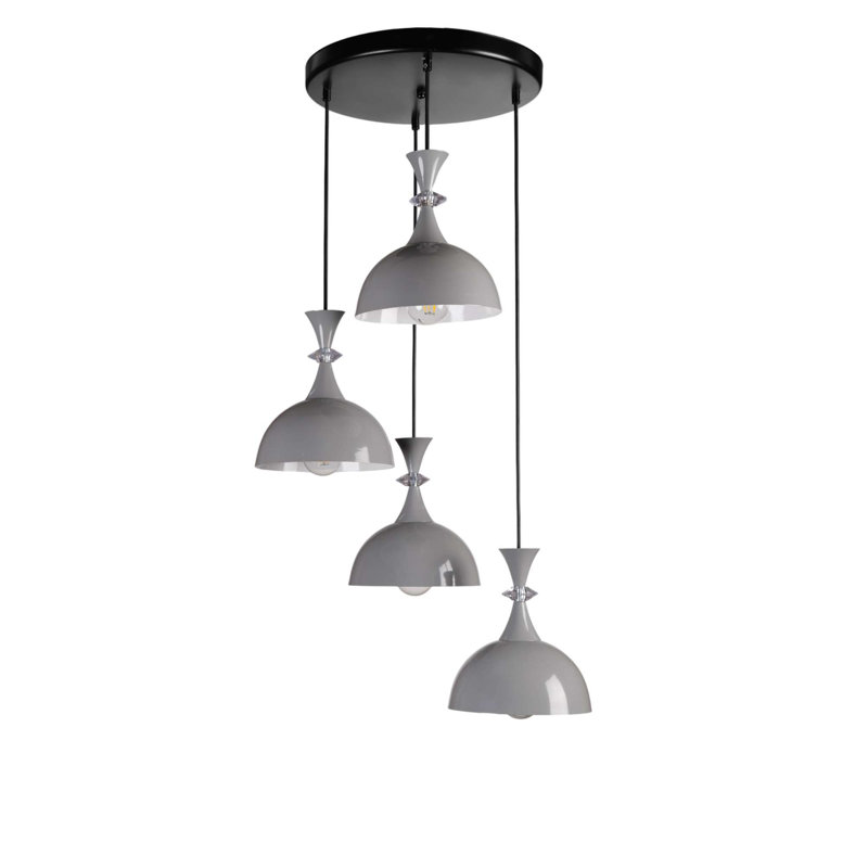 Lustre, Gris / Noir, 4 étages, Quatre lumières