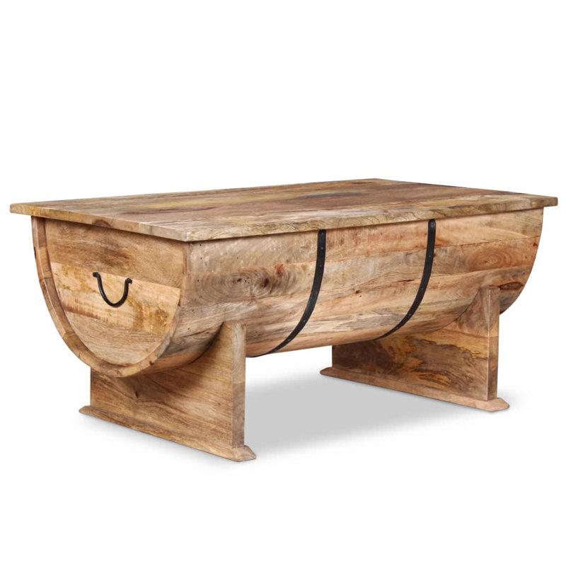 vidaXL Coffee Table Rustic Barrel-Shaped, Fully Handmade, 34.6''x19.7''x15.7'', Solid Mango Wood