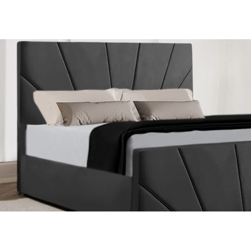 Damion Upholstered Bed, Double (4'6), Burgundy