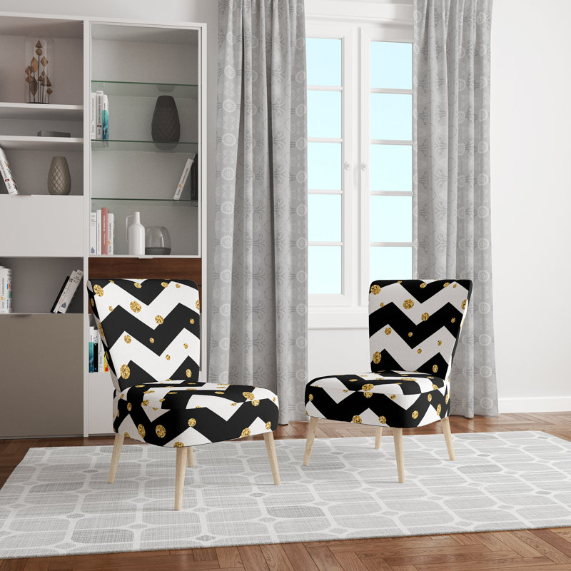 Chaise d'appoint rembourrée Snowflake Zigzag Chevron