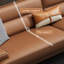 Causeuse coussin orange en cuir véritable-105051296