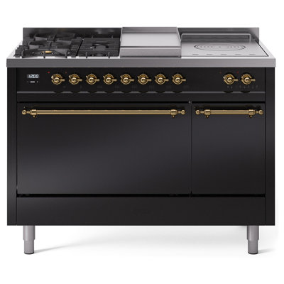 ILVE Nostalgie II 48 in Dual Fuel Range, 5 Burner, Griddle, Frenchtop