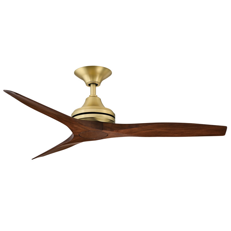 Spitfire 48 inch Indoor/Outdoor Ceiling Fan - Brushed Satin Brass with Whiskey Wood Blades, Whiskey Wood, Brushed Satin Brass