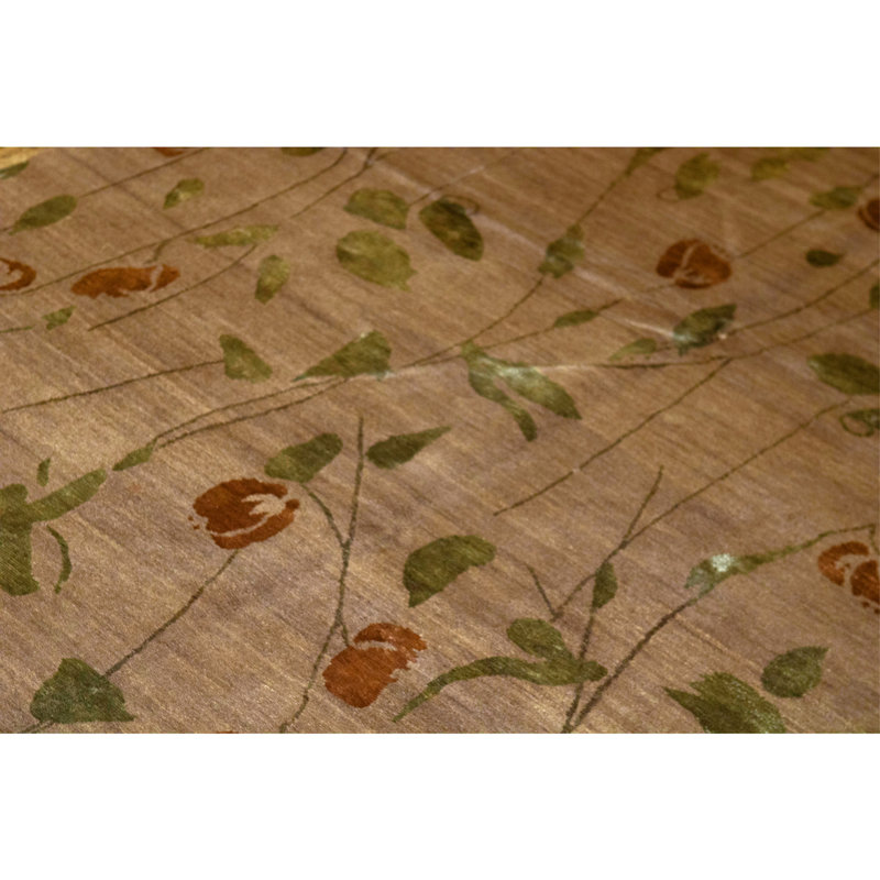 Hand Knotted Wool Area Rug in Brown