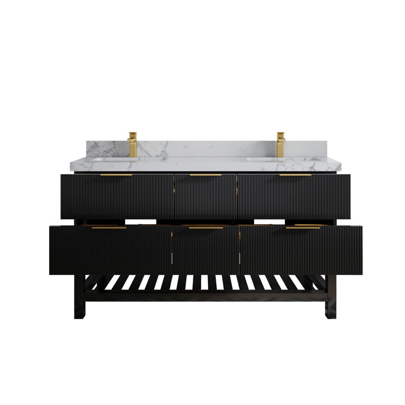 60'' Double Bathroom Vanity with Quartz Top