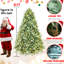Arbre de Noël de 7 pi en bleu, 700 lumières à DEL blanc chaud, 2518 pointes en PE +, branches à charnières pour un assemblage rapide, base en métal stable, saison des Fêtes, bleu, avec support pour fêtes