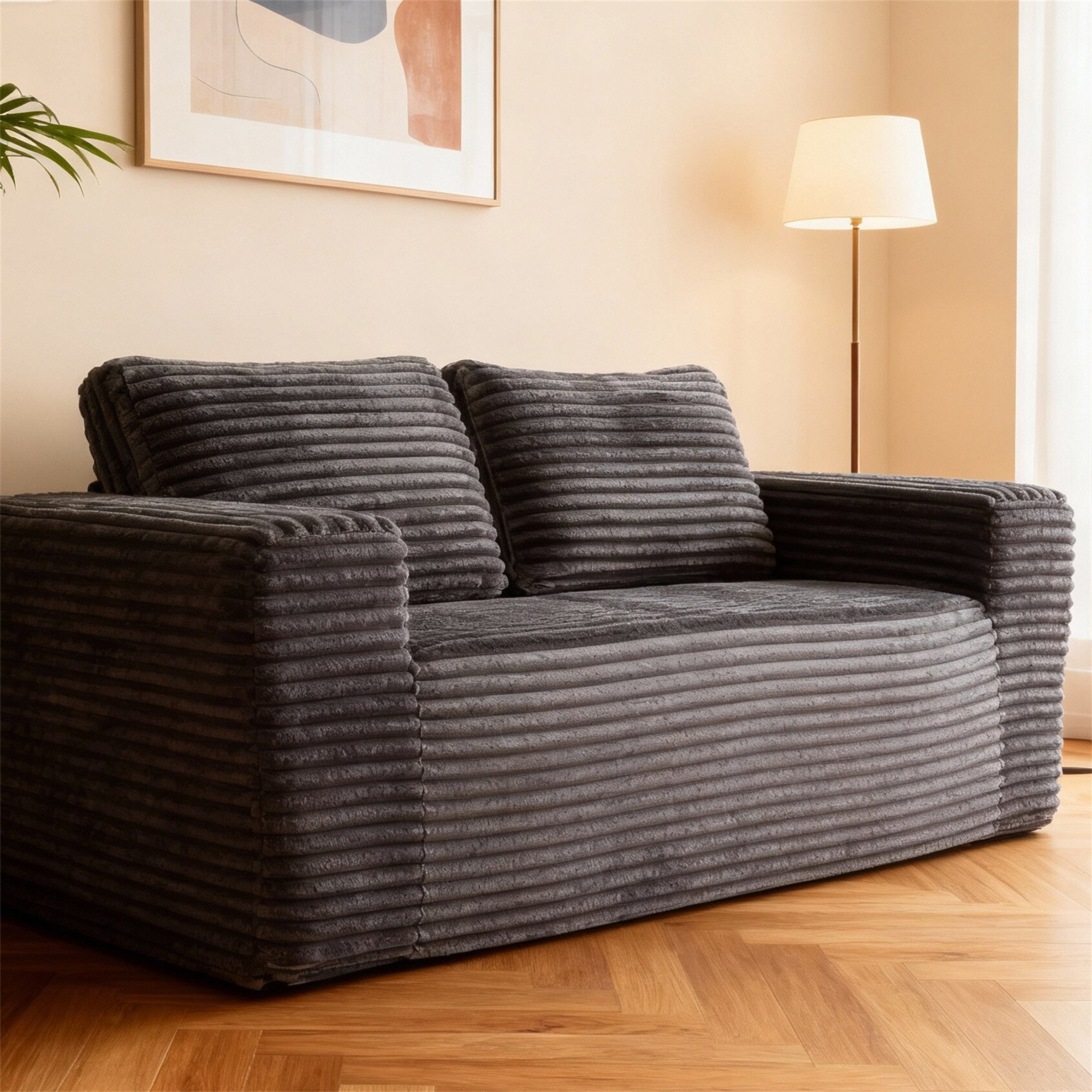 Wrought Studio™ Sofa In A Box Memory Foam 2-Seater Corduroy Couch ...