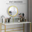 Bureau de maquillage avec miroir Modern, coiffeuse avec rangement ouvert, finition en faux marbre et structure en acier pour la chambre à coucher, blanc et or