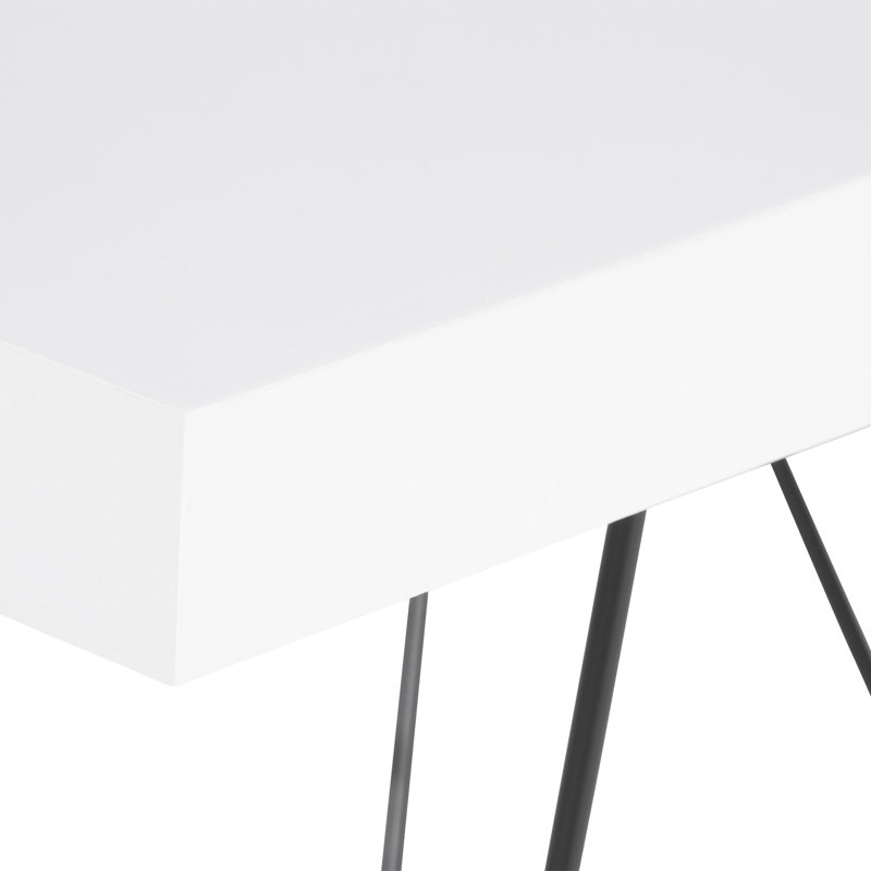 Cowley Writing Desk, Pure White/Black, 180 x 77cm
