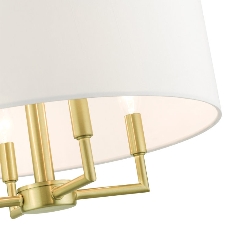 Luminaire suspendu tambour simple à 4 lumières Alirah, Laiton satiné