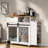 Modern Mobile Kitchen Island With A Drawer, A Cabinet With Sliding Doors, An Open Shelf, And Side Shelves And Drop Leaf
