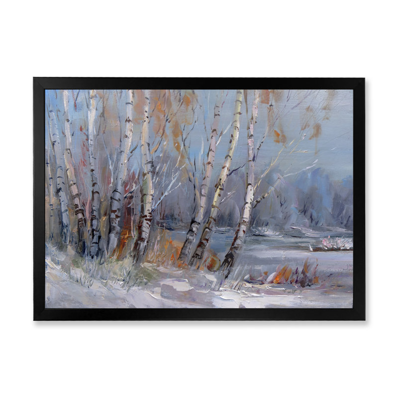 Winter Birches Forest II - On, Toile avec cadre noir, H 8 po x l 12 po x P 0,1 po