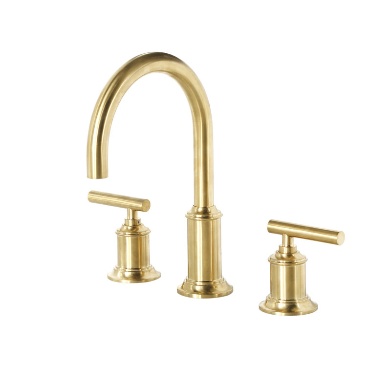 Widespread 2-handle Bathroom Faucet with Drain Assembly, Satin Gold