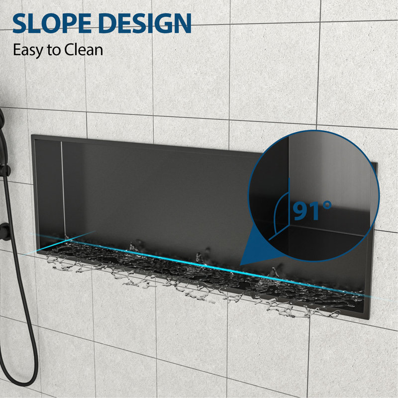 Niche de douche en acier inoxydable, noir bronze industriel, Bronze industriel-noir