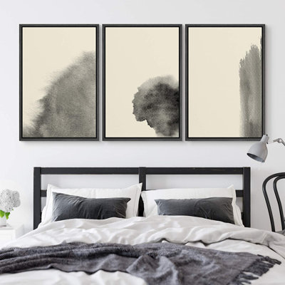 «Smoke Effect» IDÉE4WALL, art mural sur toile encadré pour le salon, chambre à coucher, impressions abstraites sur toile zen pour la décoration de la maison, prêt à être suspendu - panneaux