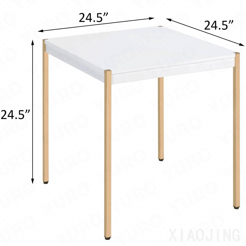 White And Gold Square End Table