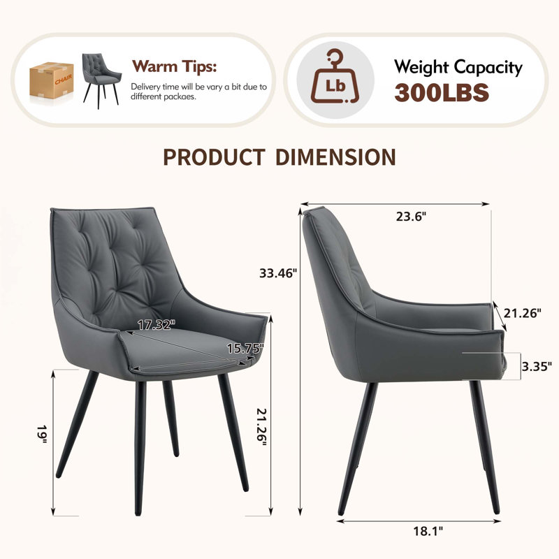 PU Dining Chairs, 4, Dark Gray