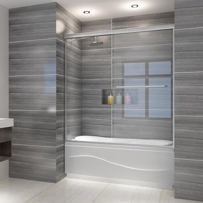 60'' W x 57'' H Bypass Semi-Frameless Tub Door with Clear Glass