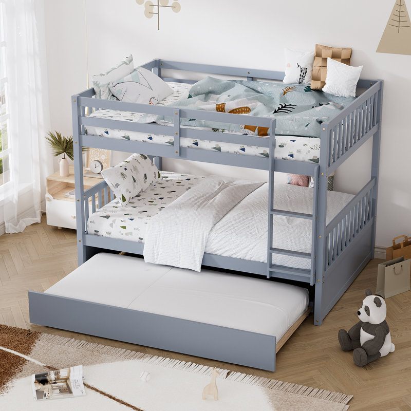 Citori Full Over Full Wood Bunk Bed With Trundle, Gray