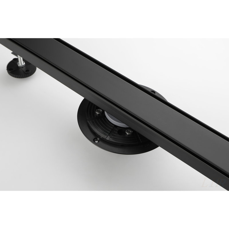 Linear Shower Drain with Removable Quadrato Pattern Grate, 304 Stainless Steel, Hair Strainer, and Leveling Feet