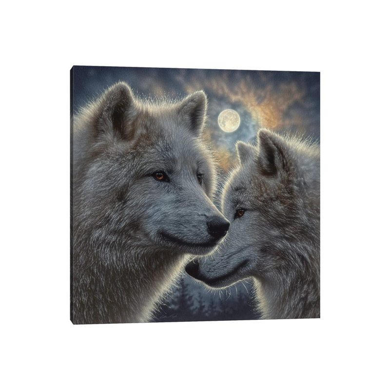 Moonlight Wolf Mates by Collin Bogle - Print on Canvas, Wrapped Canvas, 93.98cm H x 93.98cm W x 1.91cm D