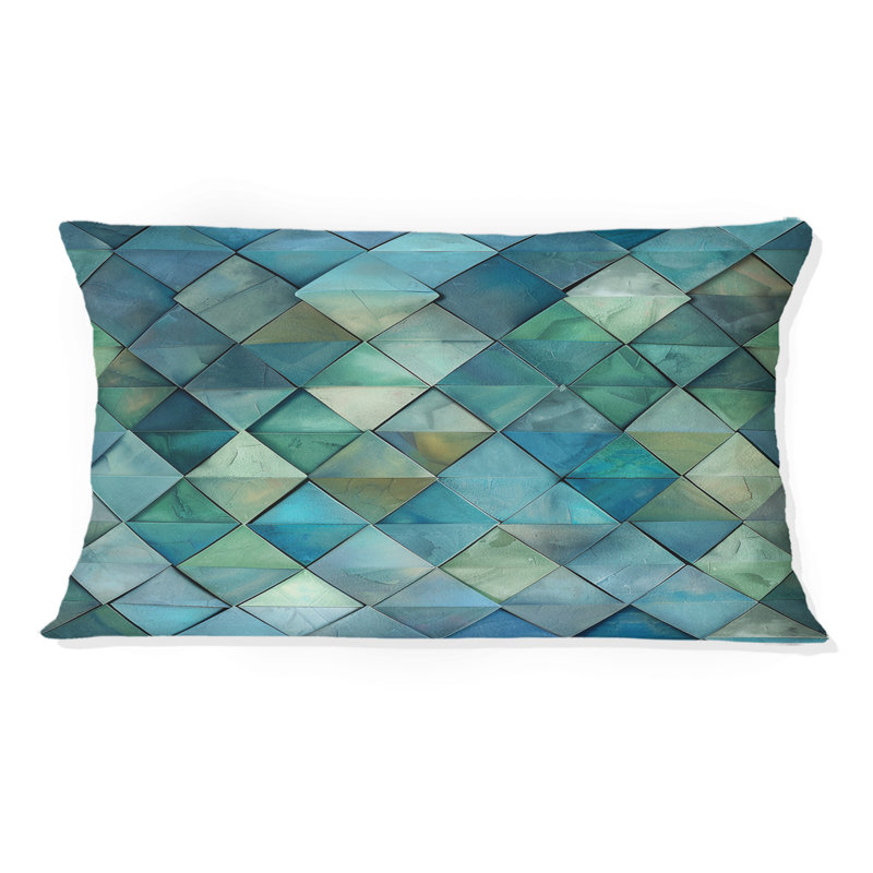 Coussin lombaire bleu-vert Modern Geo II - Tiles