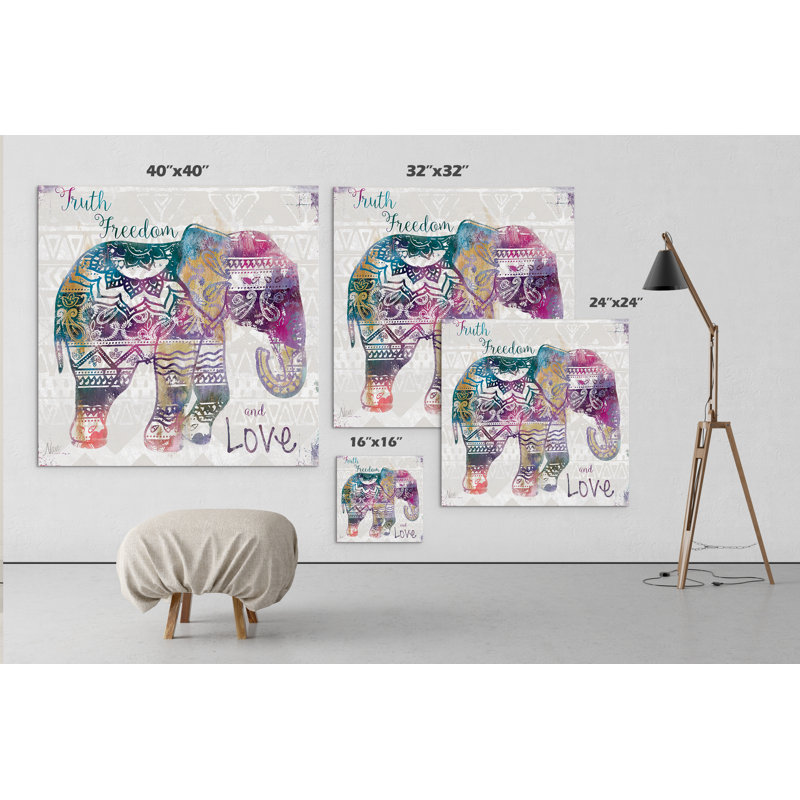 " Boho Elephant ", 32" H X 32" W X 1.5" D