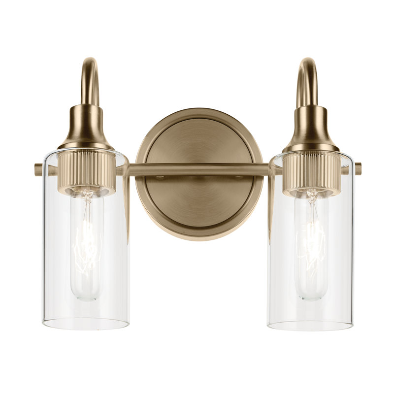 12.5" 2-Light Vanity Light with Clear Glass, Bronze