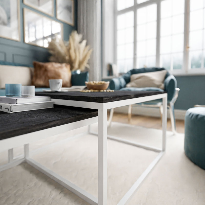 Cotsen Frame Coffee Table, White, Dark concrete