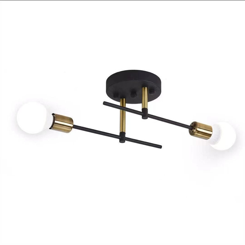 Semi Flush Mount, Black + Glod, included