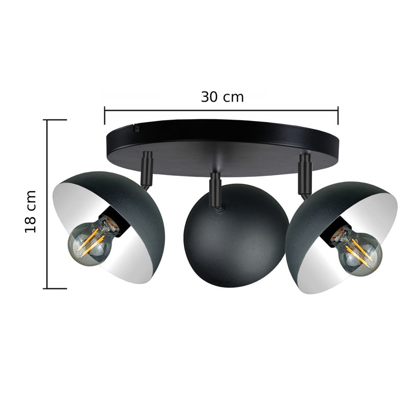 Bronxton 3-Light 36cm Ceiling Spotlight, Black/White