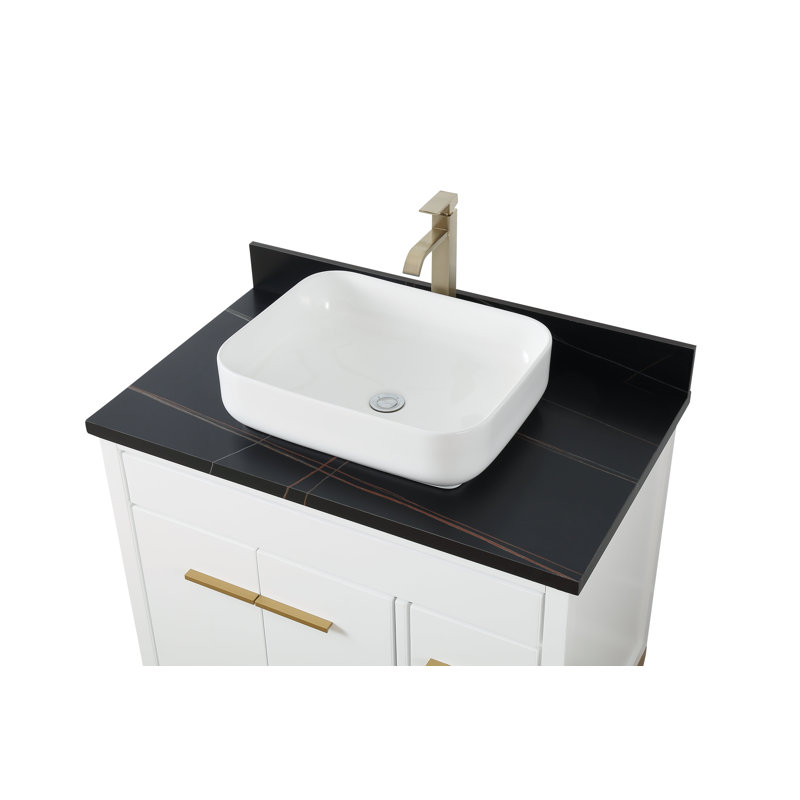 Andreka 36'' Single Bathroom Vanity with Top, White, Black