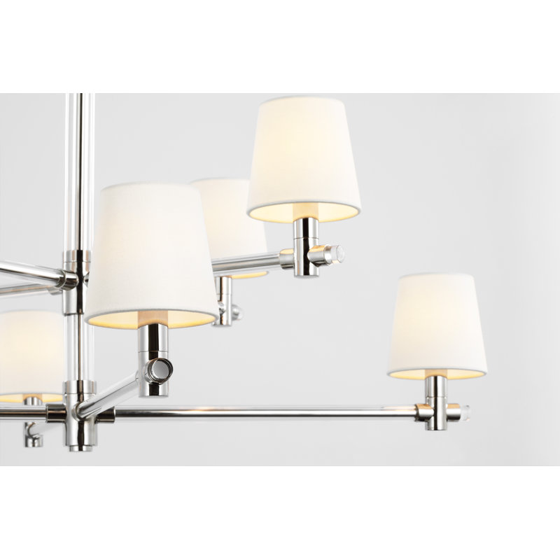 Sable 8 - Light Glass Chandelier, Brass, 29" H x 40" W x 40" D