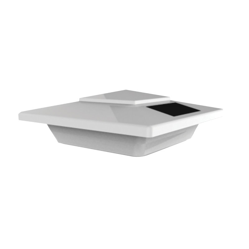 White PVC Solar LED Post Cap Light with Adapter