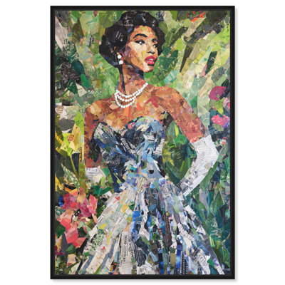 «Paper Girl II», reproduction sur toile encadrée rose Glam Decor par Art Remedy, cadre noir, 30 x 45