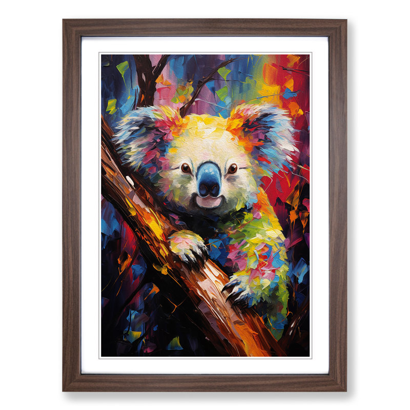 Koala Bear Expressionism Art - Framed Print, 46cm H x 34cm W, Walnut Framed