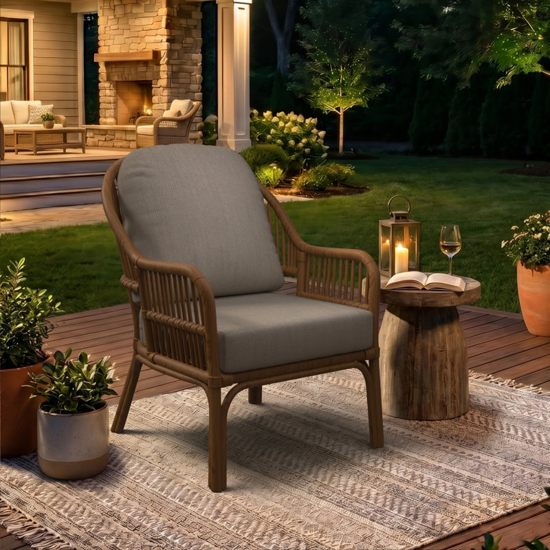 Amala Sunbrella® Outdoor Lounge Chair Seat/Back Cushion, Cast Shale Sunbrella® Plainweave