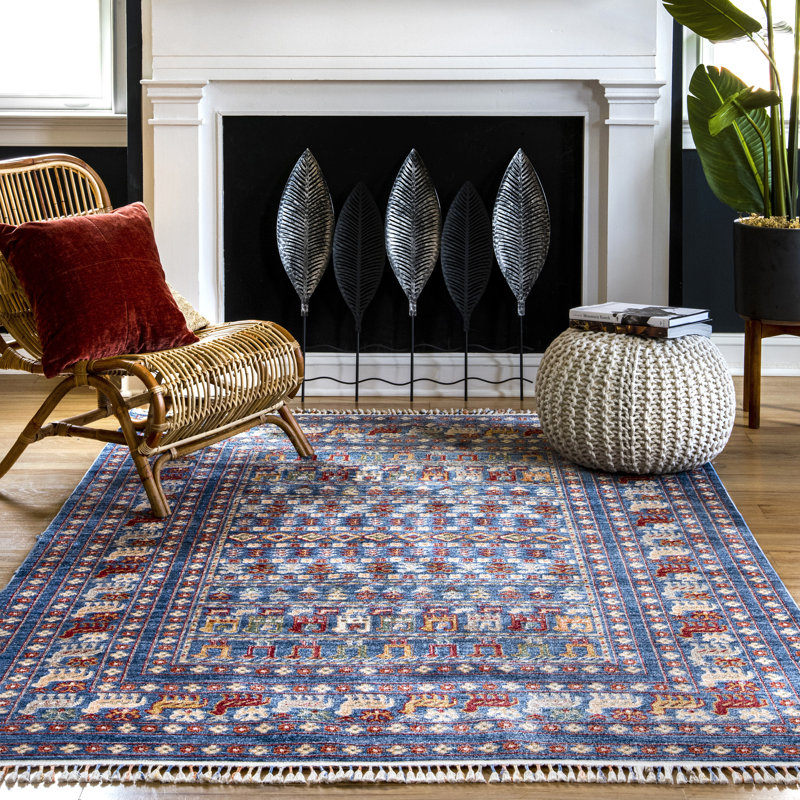 Tapis bleu/rouge/brun sud-ouest Campden, Rectangle 5 pi x 8 pi