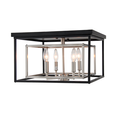 Shoalhaven 14-Inch Geometric Open Frame Dual Tones Black Nickel Flush Mount