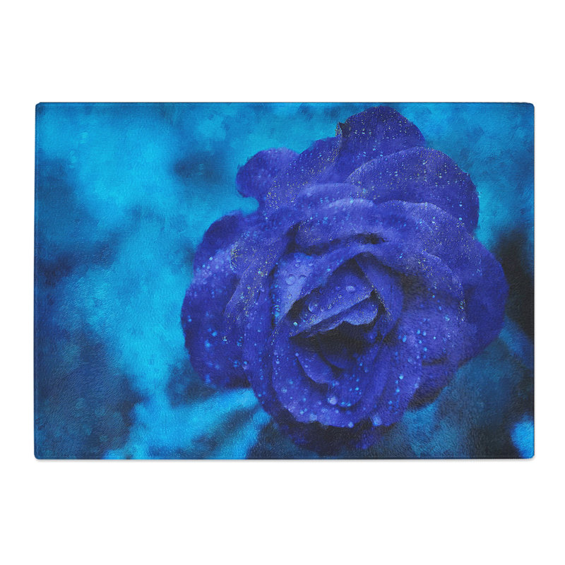 Blue Rose Flower Vol.2 Painting Chopping Board, 0.4cm H x 29cm W x 39cm L