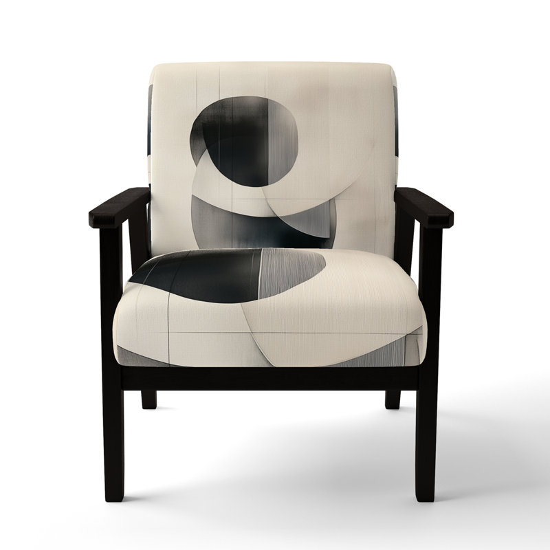 Chaise d'appoint à formes abstraites - géométrie noire et blanche, Black Square Arms