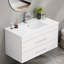 Lavabo de salle de bain en céramique blanche de 39,4 po, pour meuble-lavabo de 36 po, trou de robinet pré-percé, design minimaliste moderne, durable et facile à nettoyer