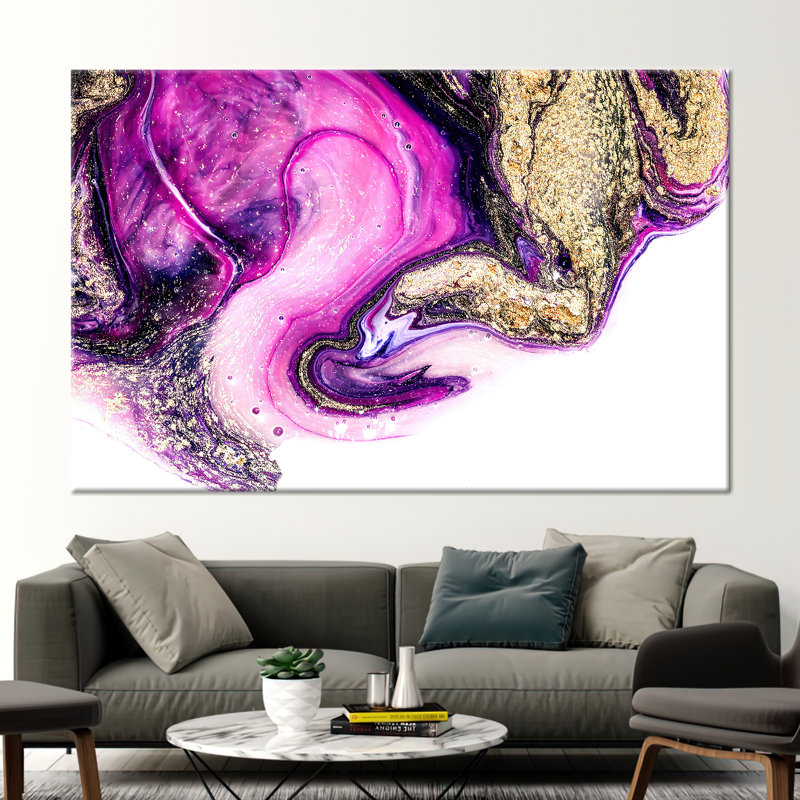 Luxurious Marble Abstract Canvas Art for Modern Wall Decor, 60 cm H x 90 cm W, Wrapped Canvas