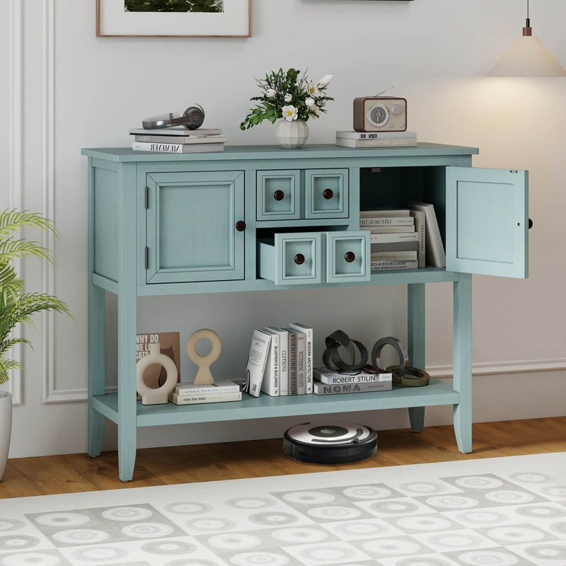 Buffet Buffet avec 2 portes et 2 tiroirs, Bleu