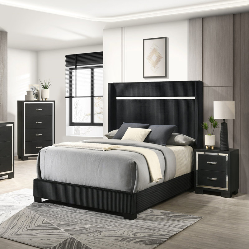 Lit tapissier contemporain 1pc, Très grand
