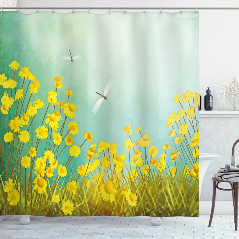 Floral Shower Curtain with Hooks Included, 70" H x 69" W