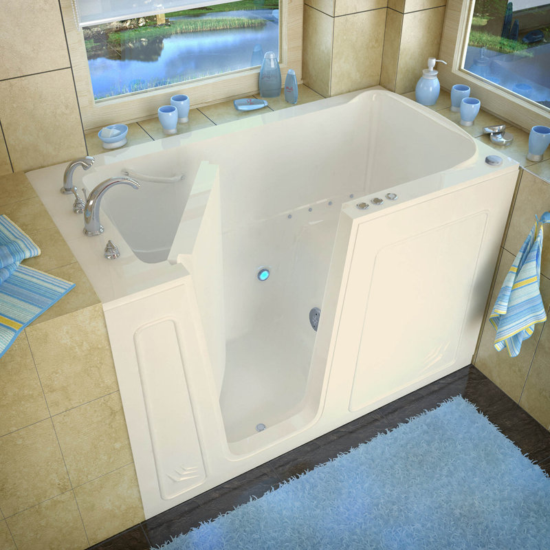 Aspen 60'' x 32'' Air Bathtub with Faucet, Left, Biscuit