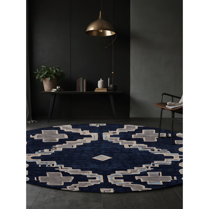 Machine Washable Gray Area Rug, Round 3'