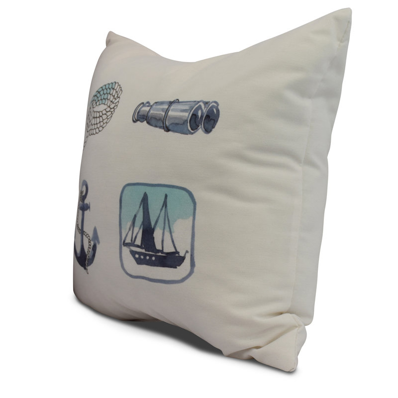 Nantucket Outdoor Reversible Throw Pillow, Ivory, 18" x 18"