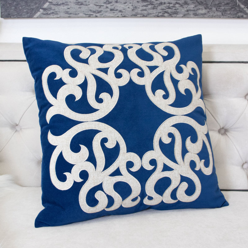  Square Velvet Pillow Cover & Insert, Indigo